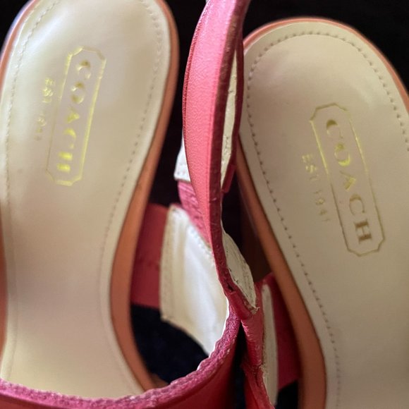 Coach Darcey Leather Pink Multi Heels  - Size 7 - Picture 3 of 7